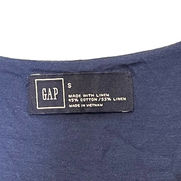 Gap Women Small A-Line Tank Dress Linen Blend Double Layer Sleeveless Comet Blue - Picture 7 of 8